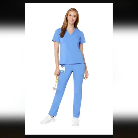 Figs women's ceil blue Cairo cargo skinny scrub pants and one pocket top… - Picture 1 of 4